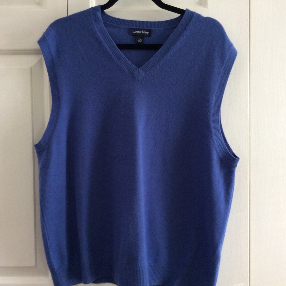 Lands End Men's Vest Pullover  Large Blue